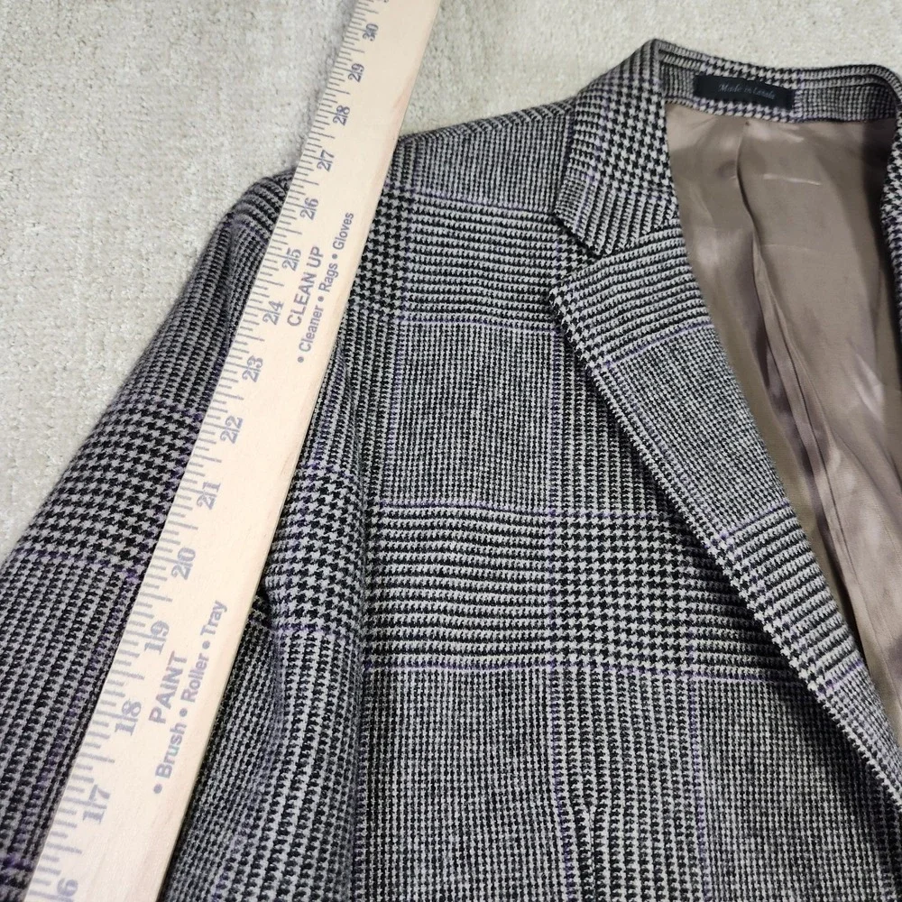 Vintage Ralph Lauren Blazer Men 44L Glen Plaid Tweed Sport Coat Wool Gray